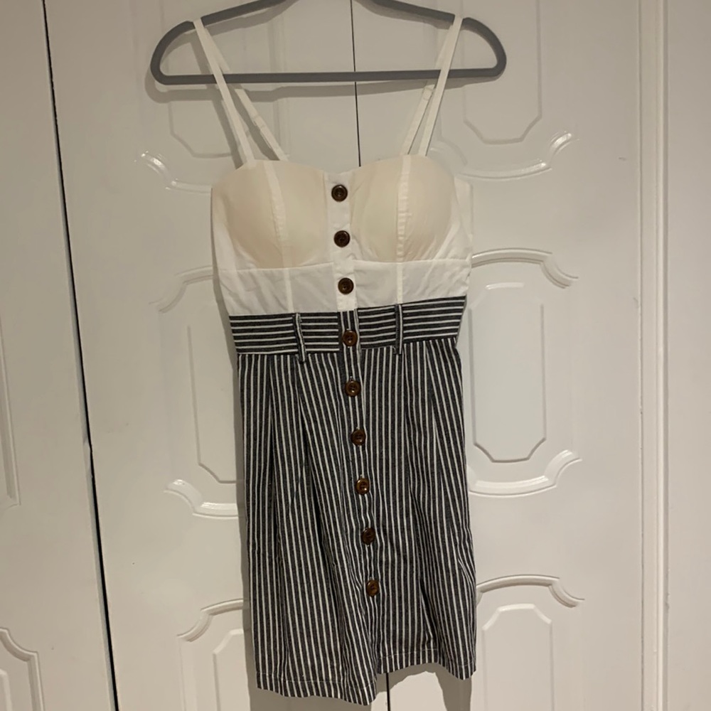 Mind Code | size: small | Women’s dress | color: Gray & white stripes